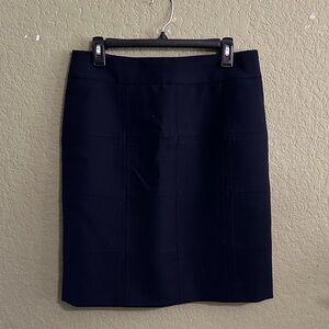 Tory Burch Dark Navy Grid-Panel Pencil Skirt